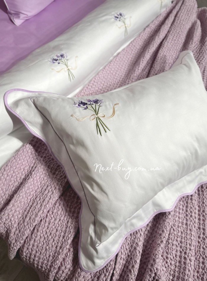 Maison D'or Lavander Embrodery lilac постільна білизна євро 200х220 сатин з вишивкою - Зображення 6
