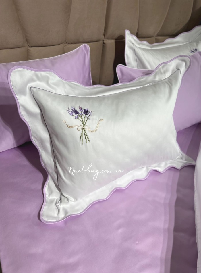 Maison D'or Lavander Embrodery lilac постільна білизна євро 200х220 сатин з вишивкою - Зображення 3