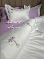 Maison D'or Lavander Embrodery lilac постільна білизна євро 200х220 сатин з вишивкою - Зображення 5