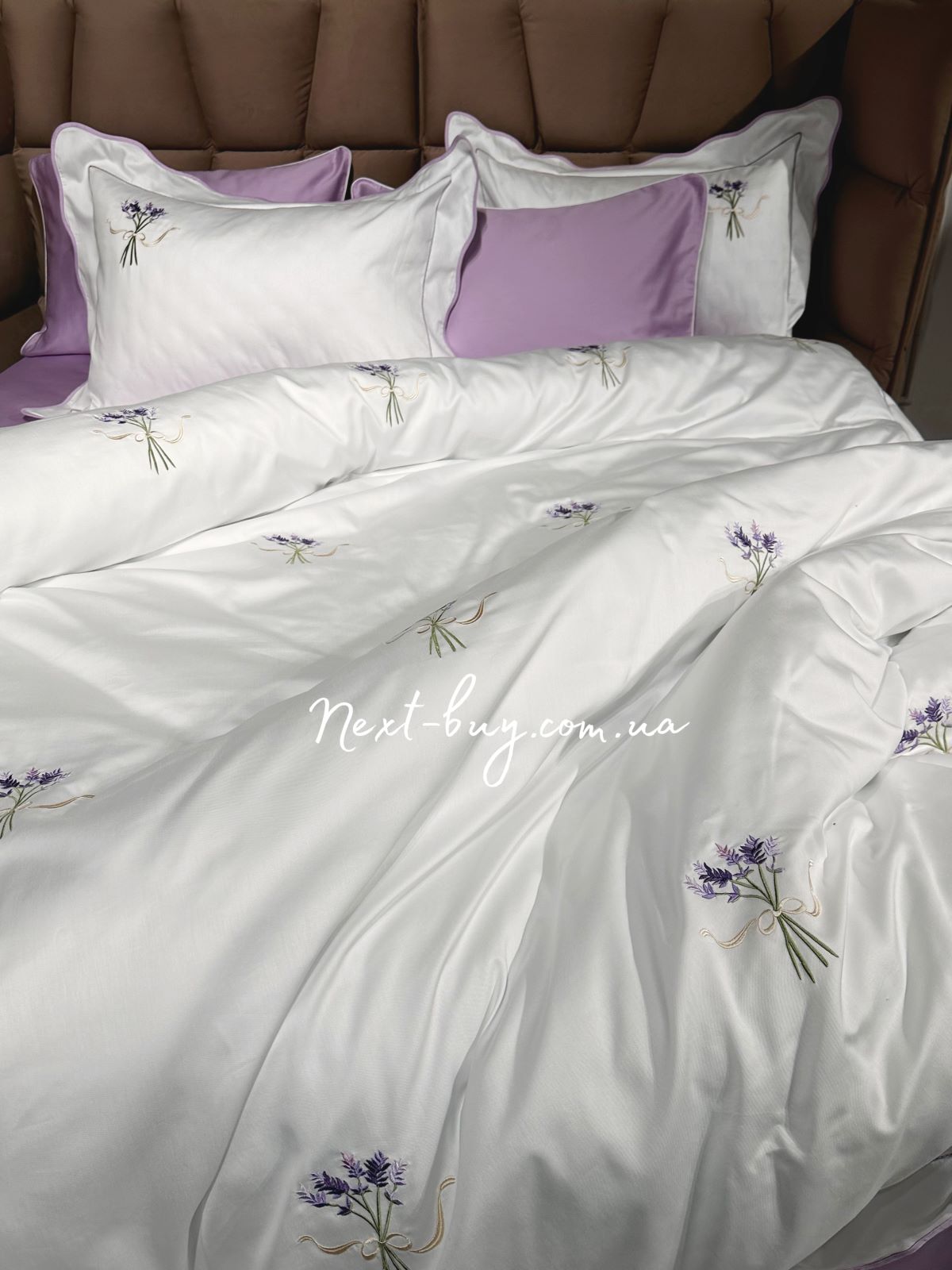 Maison D'or Lavander Embrodery lilac постільна білизна євро 200х220 сатин з вишивкою - Зображення 1