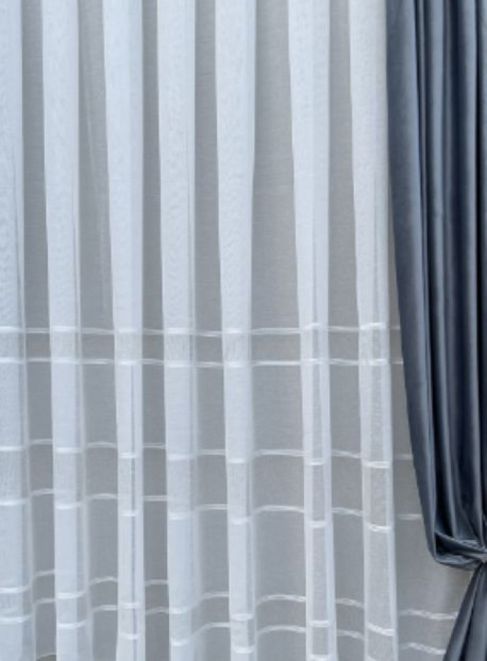 Тюль лён с полосками Linen белый Турция — изображение 3