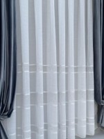 Тюль лён с полосками Linen белый Турция — изображение 4
