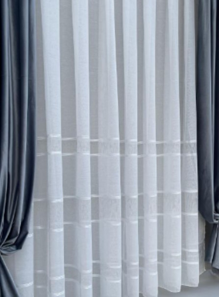 Тюль лён с полосками Linen белый Турция — изображение 4