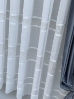 Тюль лён с полосками Linen белый Турция — изображение 5