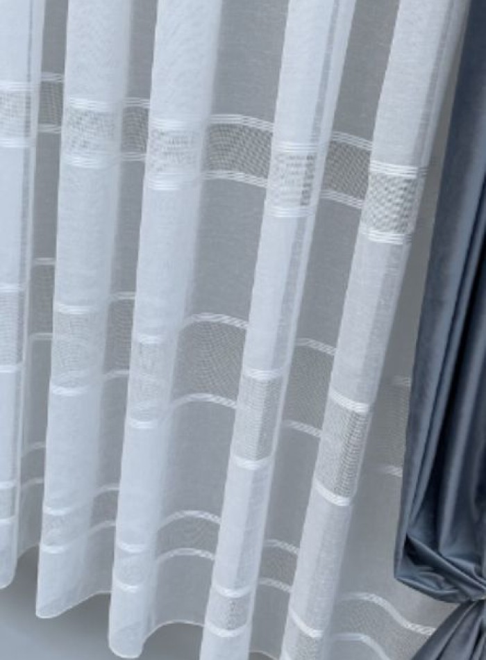 Тюль лён с полосками Linen белый Турция — изображение 5
