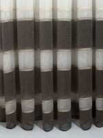Тюль льон з смужками Linen кремовий з коричневим Туреччина