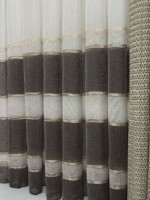 Тюль льон з смужками Linen кремовий з коричневим Туреччина - Зображення 3