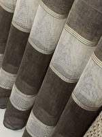 Тюль льон з смужками Linen кремовий з коричневим Туреччина - Зображення 4