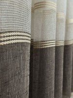 Тюль льон з смужками Linen кремовий з коричневим Туреччина - Зображення 5