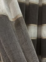 Тюль льон з смужками Linen кремовий з коричневим Туреччина - Зображення 6