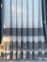 Тюль лён с полосками Linen белый с серым Турция