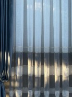 Тюль лён с полосками Linen белый с серым Турция — изображение 2