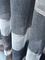 Тюль лён с полосками Linen белый с серым Турция — изображение 3