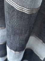 Тюль лён с полосками Linen белый с серым Турция — изображение 6