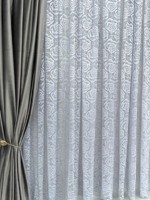 Тюль сетка с плетением розочек Roses серый Турция — изображение 3