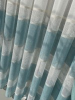 Тюль лён с полосками Linen белый с голубым Турция — изображение 4