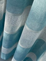 Тюль лён с полосками Linen белый с голубым Турция — изображение 5