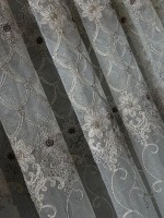 Тюль фатин Nasturtium крем з золотом і темно-коричневим Туреччина - Зображення 4