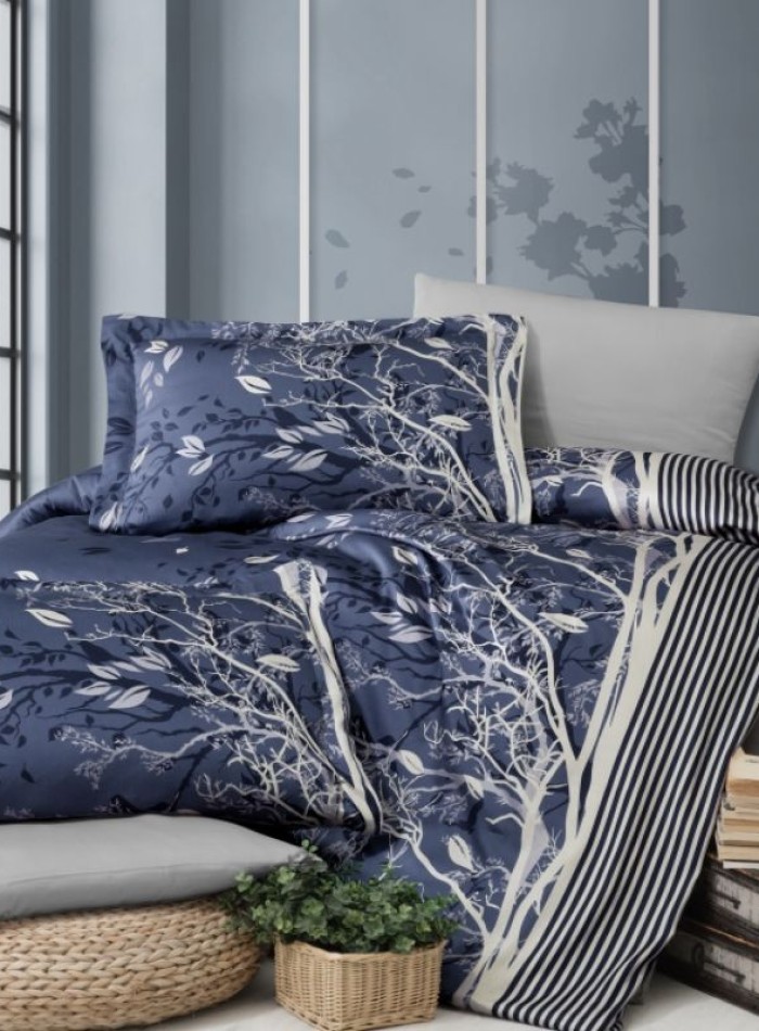 First Choice Living navy blue постільна білизна сатин полуторний 160х220 - Зображення 2