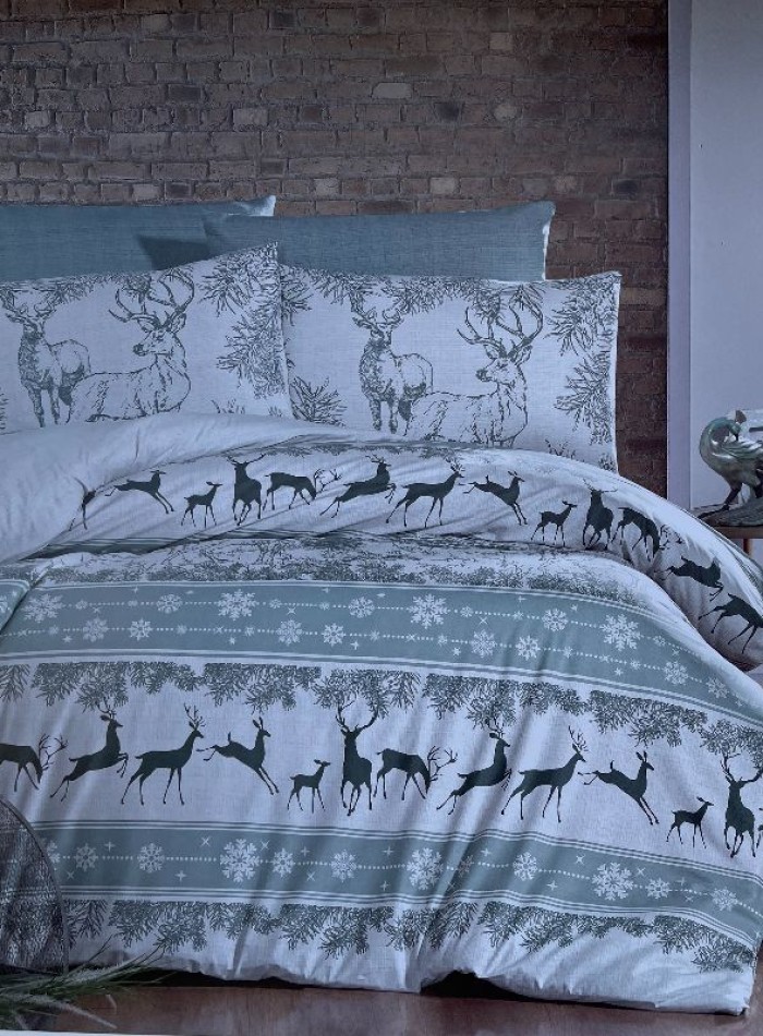 First Сhoice Deer dark green постільна білизна ранфорс полуторний 160х220 - Зображення 2