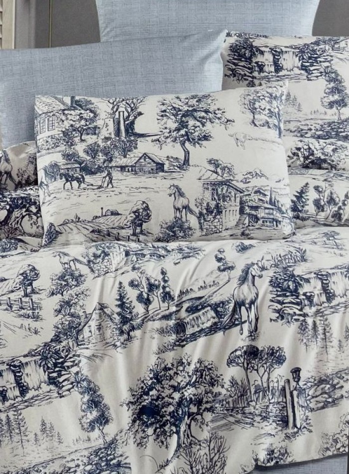 First Сhoice Vintage blue постільна білизна ранфорс євро 200х220 - Зображення 2