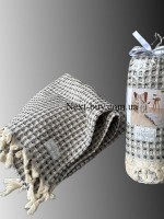 Maison D'or Ruana black хлопковое плетенное полотенце для бани 130х155см — изображение 2