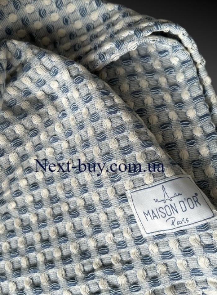 Maison D'or Ruana blue хлопковое плетенное полотенце для бани 130х155см — изображение 3