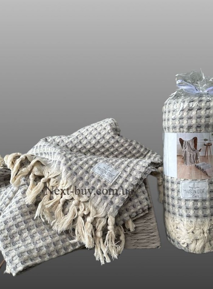 Maison D'or Ruana grey хлопковое плетенное полотенце для бани 130х155см — изображение 3