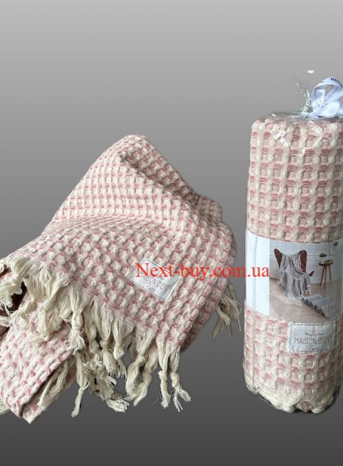 Maison D'or Ruana rosa хлопковое плетенное полотенце для бани 130х155см — изображение 3
