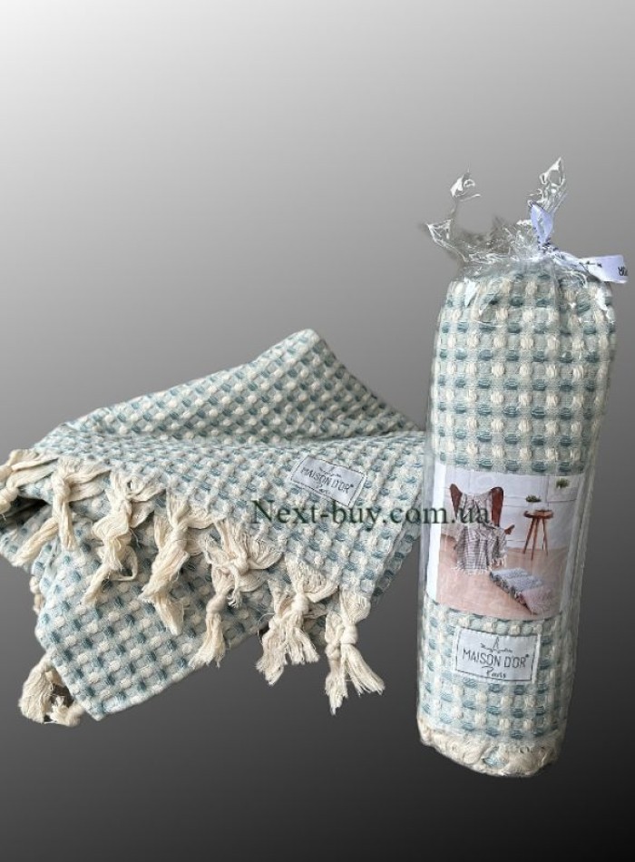 Maison D'or Ruana turquoise хлопковое плетенное полотенце для бани 130х155см — изображение 2