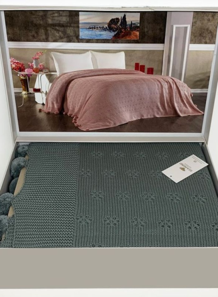 Diamond Sabina green вязаный плед 220x240 Турция — изображение 2