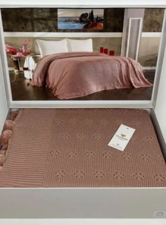 Diamond Sabina pudra вязаный плед 220x240 Турция — изображение 2