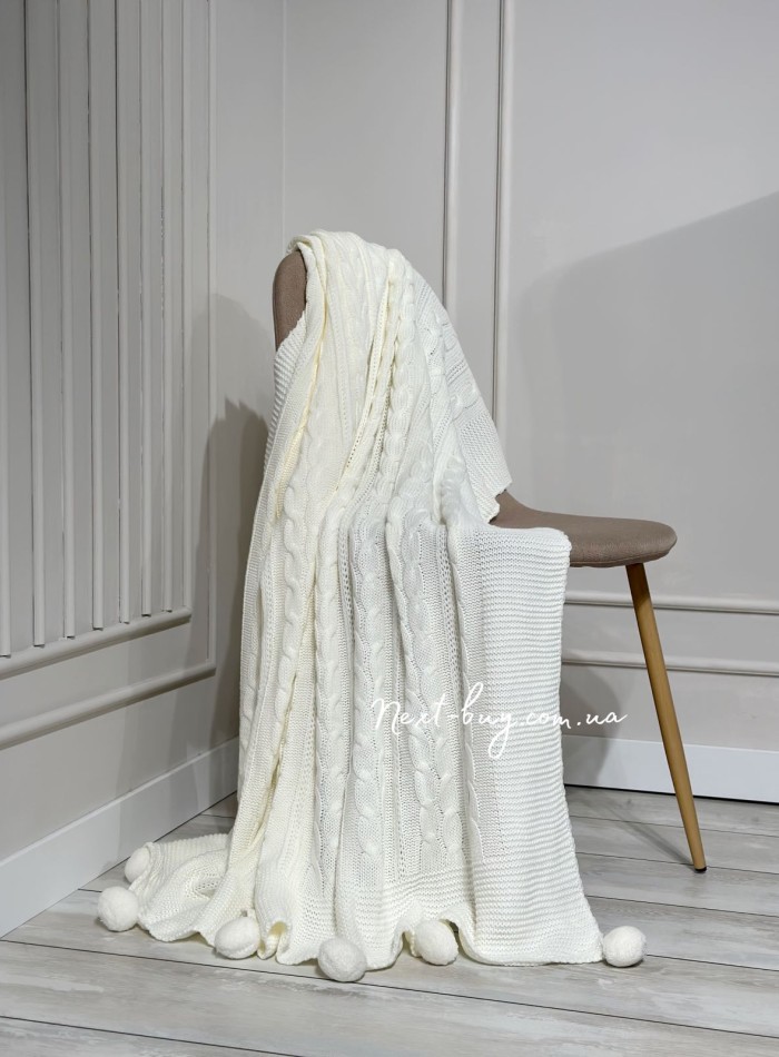 Diamond Mora krem в'язаний плед 130х170 Туреччина - Зображення 6