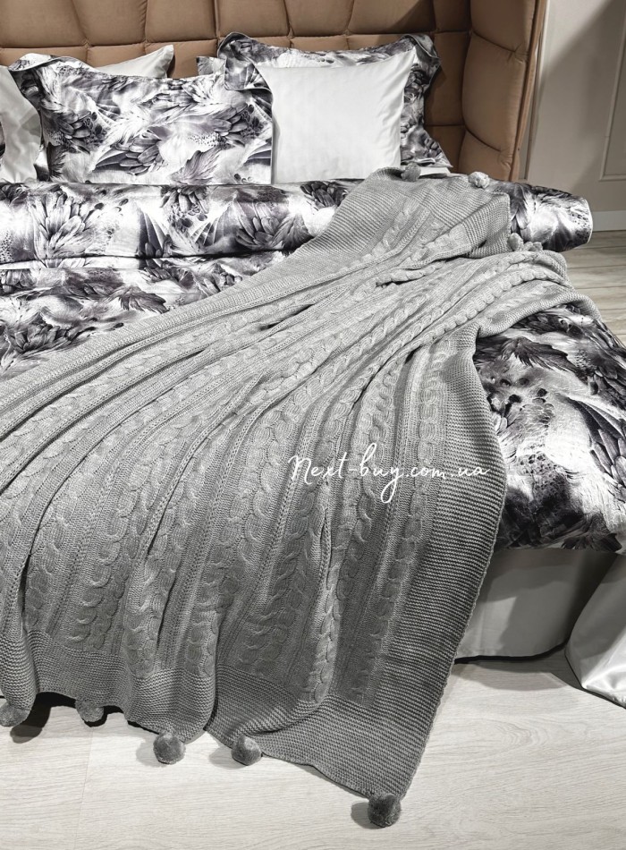 Diamond Mora grey в'язаний плед 130х170 Туреччина - Зображення 3