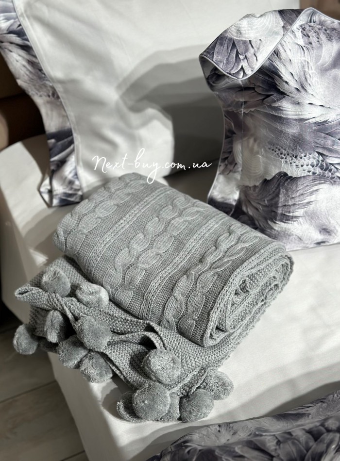 Diamond Mora grey в'язаний плед 130х170 Туреччина - Зображення 5
