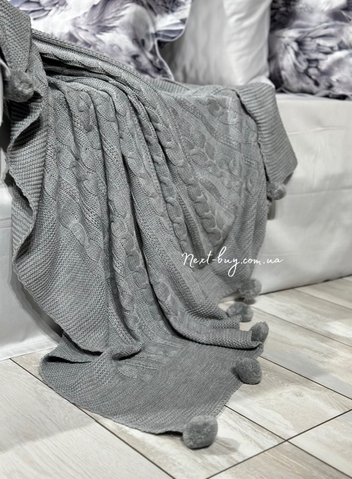 Diamond Mora grey в'язаний плед 130х170 Туреччина - Зображення 2