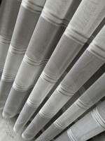 Тюль лён с полосками Flax белый с серым Турция — изображение 2