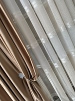 Тюль льон з смужками Flax білий з бежевим Туреччина - Зображення 3