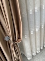 Тюль льон з смужками Flax білий з бежевим Туреччина - Зображення 7