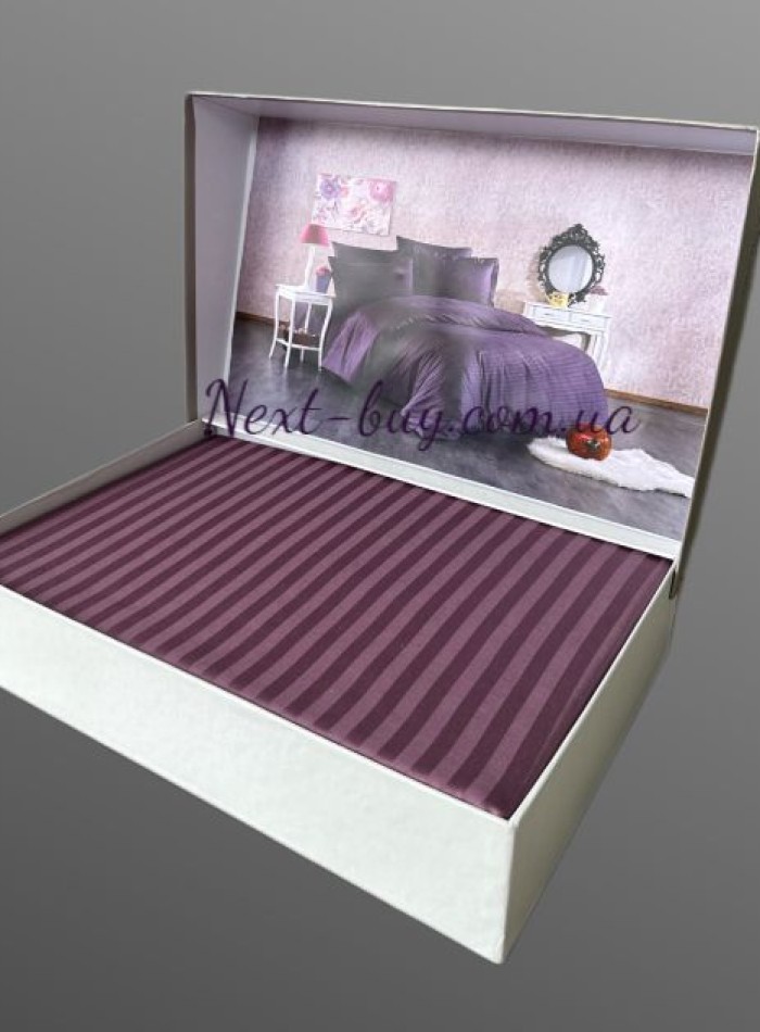 Постільна білизна Diamond Stripe Lilac сатин сімейна 160х220х2 - Зображення 2