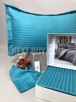 Постільна білизна Diamond Stripe Turkuaz сатин евро 200х220 - Зображення 2