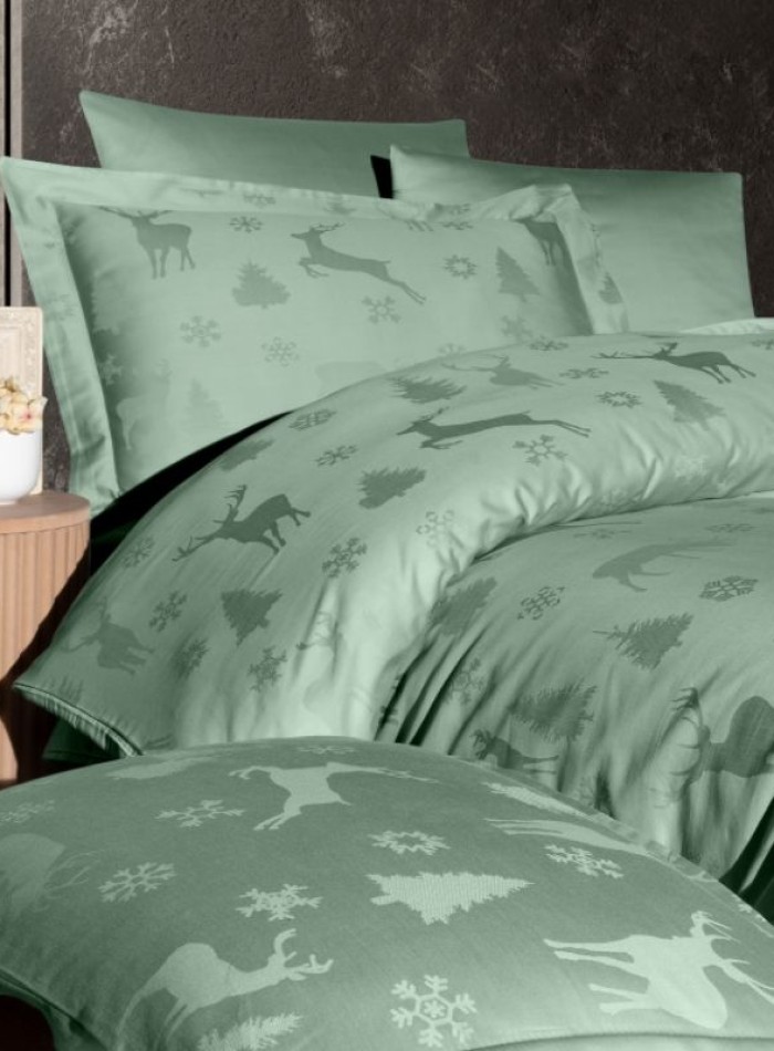 First Choice Midas Crepe Green постільна білизна сатин-жакард сімейний 160х220 (2) - Зображення 2