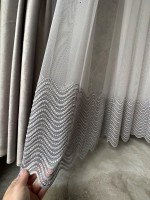 Тюль грек сетка Onthewave серый с стразами Турция — изображение 5