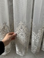 Тюль грек сітка Bridal бежевий з сірим Туреччина - Зображення 2
