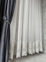 Тюль грек сітка Bridal бежевий з сірим Туреччина - Зображення 3