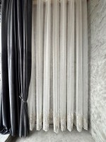 Тюль грек сітка Bridal бежевий з сірим Туреччина - Зображення 4