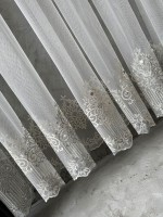 Тюль грек сітка Bridal бежевий з сірим Туреччина - Зображення 5