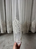 Тюль грек сітка Bridal бежевий з сірим Туреччина - Зображення 7