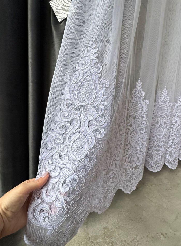 Тюль грек сітка Bridalveil білий Туреччина - Зображення 5