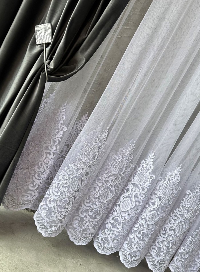 Тюль грек сітка Bridalveil білий Туреччина - Зображення 6